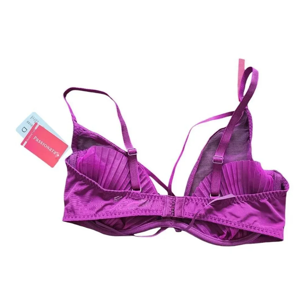 NWT $68 Passionata by Chantelle Charmeuse Underwire Bra Size 36D Sheer‎ Bow Sexy